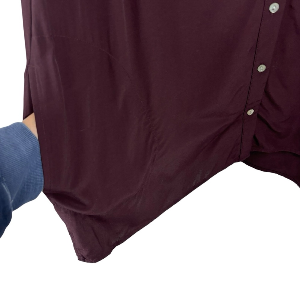 J. Jill Women's Dark Plum Button Down Long Sleeve‎ Tunic Blouse Lagenlook Size L - Picture 3 of 7